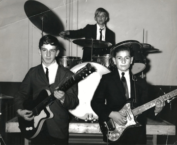 Nite Riders at the Firefighter Dance, Nov. 25, 1966 from left: Dave Daniels, Chucky Franczak and Bob Dube "Our bass player didn't show up that night" - Bob Dube