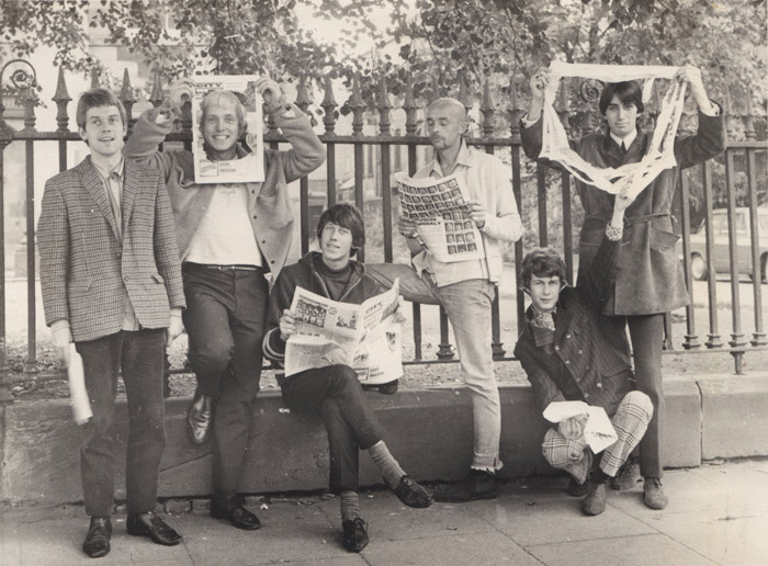 Wheels photo 1966 from left: Tito Tinsley, Victor Catling, Rod Demick, Brian Rossi, Eric Wrixon and Herbie Armstrong