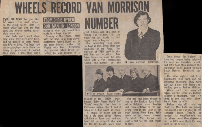 Rossi 'hopes to make his disc debut with a Van composition, 'Gloria'"