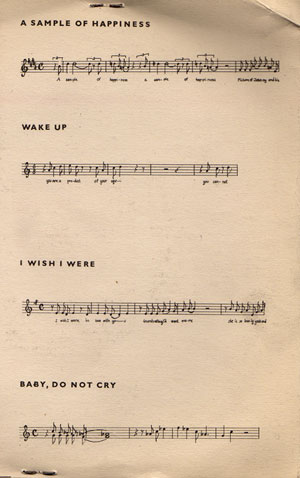 Melody lines for songs, inside sleeve