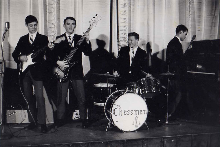 Ron DiIulio: "This is a group photo of the founding members of the Chessmen. Robert Patton on guitar, Tommy Carter on bass, Tommy Carrigan on drums, and me on piano.