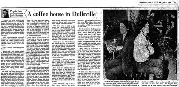 Article on the Cosmic Home from the Toronto Daily Star, June 7, '69
