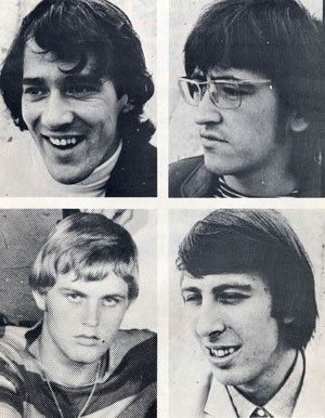 August, 1966, clockwise from top left: Brian Gibson, Jack Russell, Pete Clifford and Nick Dokter