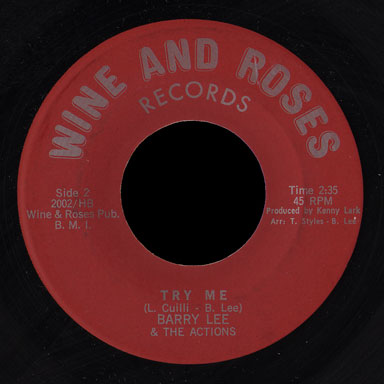 Barry Lee & the Actions Wine and Roses 45 Try Me