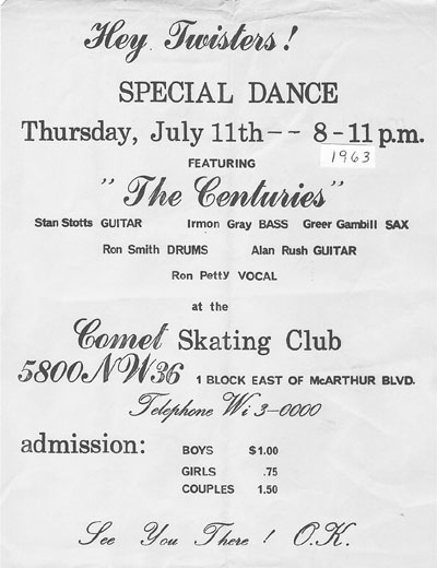  Ad for appearance at the Comet Skating Club, July 11, 1963.