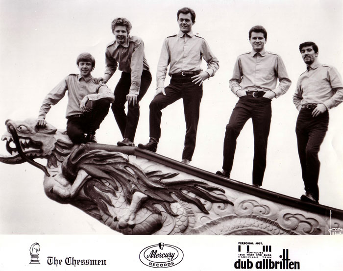 Chessmen Mercury promo photo. From left: Bruce Peterson, Larry Borrisoff, Myles Kingan, Terry Jacks and Guy Sobell