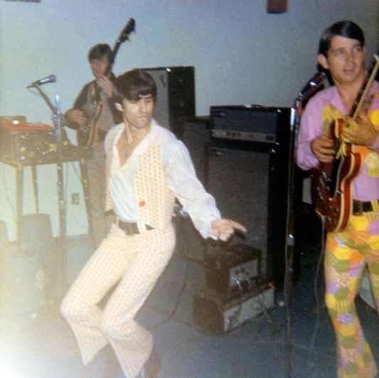 Hadji in front, Jack on bass, Rich on guitar
