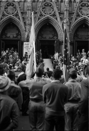 Bud Powell's funeral procession, August 1966 at the Church of St. Charles Borromeo on W. 141 St. in Harlem