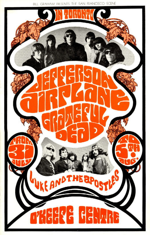 Jefferson Airplane, Grateful Dead, Luke & the Apostles at O'Keefe Centre poster