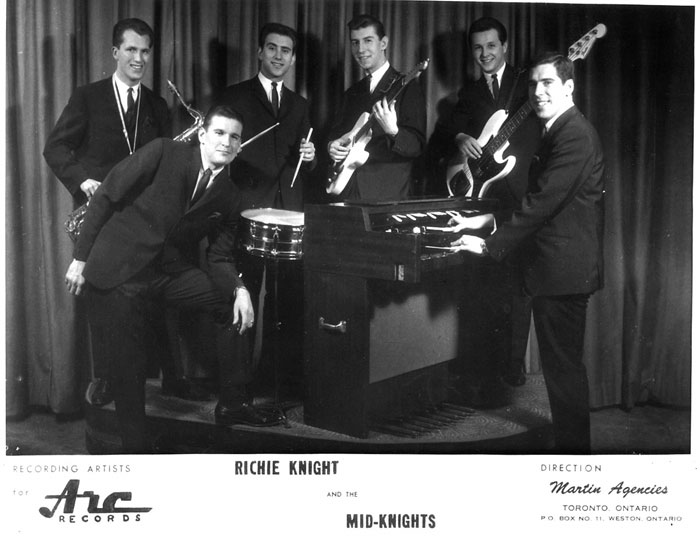 Richie Knight and the Mid-Knights, 1963, from left: Mike Brough, Richie Knight, Barry Stein, George Semkiw, Doug Chappell, Barry Lloyd