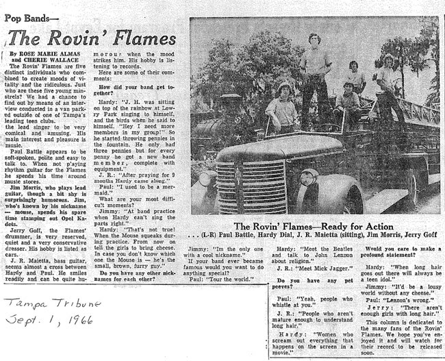 Rovin Flames lineup with original band plus Hardy Dial