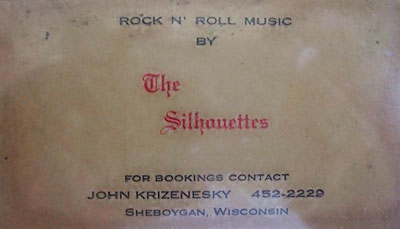 Business card of the Silhouettes band from Sheboygan, Wisconsin