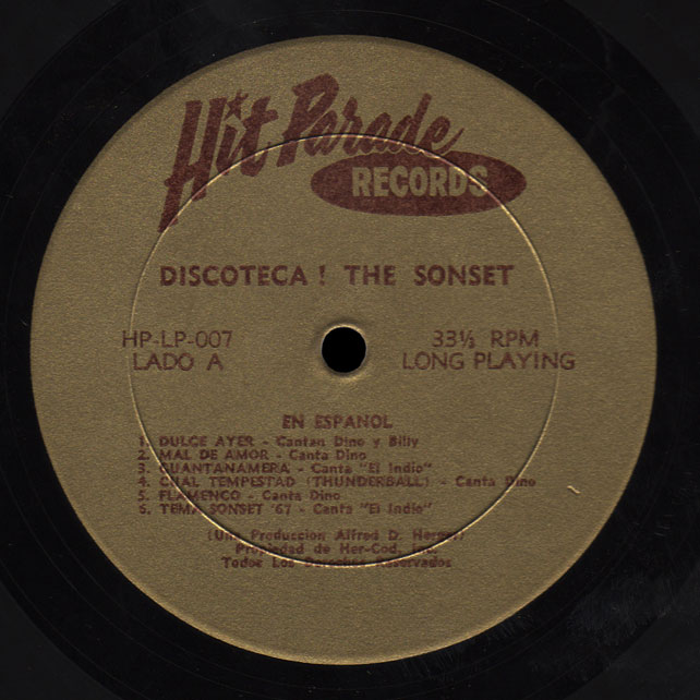 Sonset Hit Parade Records LP Discoteca side A