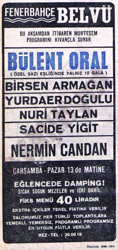 Ad for a concert engagement in 1971