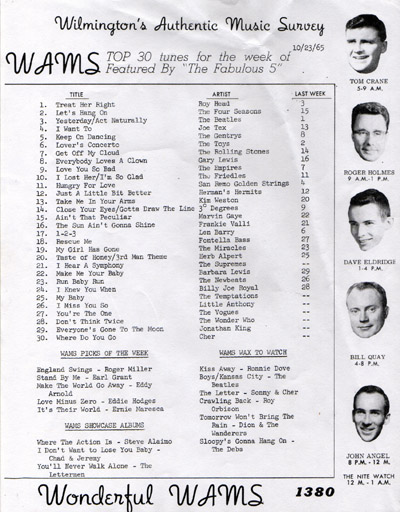 Friedles at #30 WAMS Top 30 survey, September 11, 1965