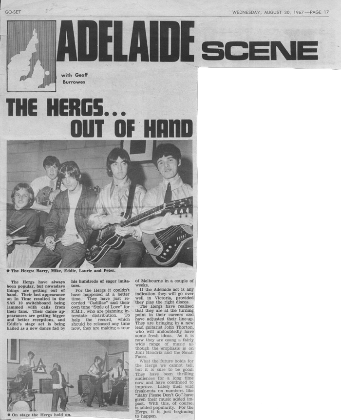 Hergs profiled in Go-Set, August 30, 1967