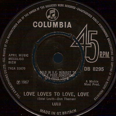 Lulu's Columbia single adapted by Araújo as "Amor Amor Amor"