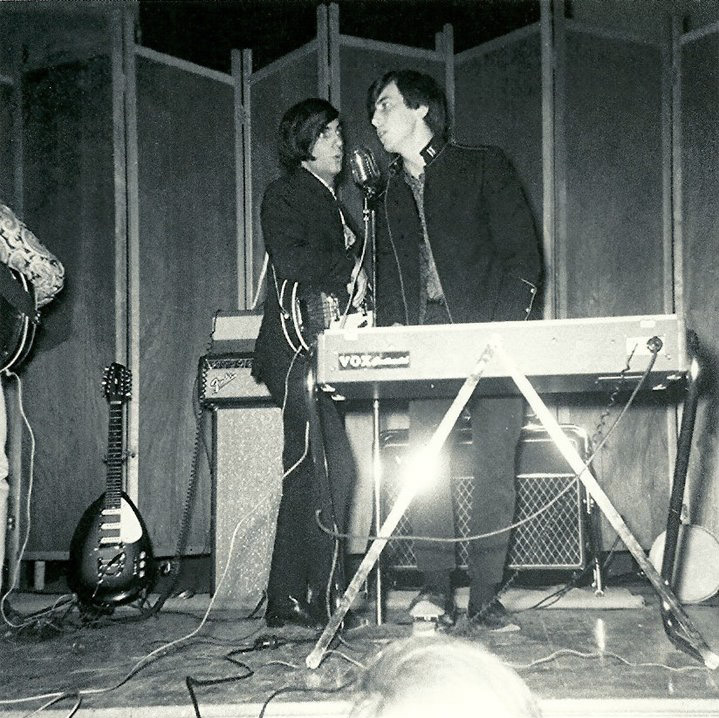 Chris Barbieri and Bob Grady of the Magic Mushrooms. Ted Cahill's Vox 12-string on the guitar stand