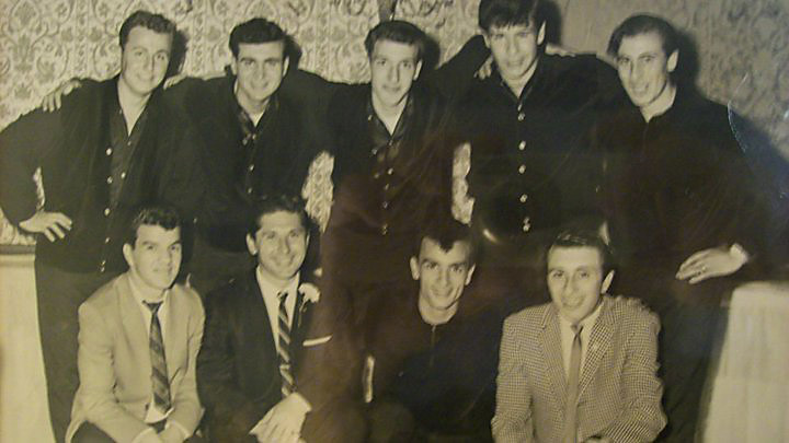 The Panthers: Jimmy (?), Jimmy Hartofilis, John Demeteious, Joe Ferdinando and Gus Kaselis bottom: Unidentified, unidentified, Jimmy (?), and Teddy Laselis