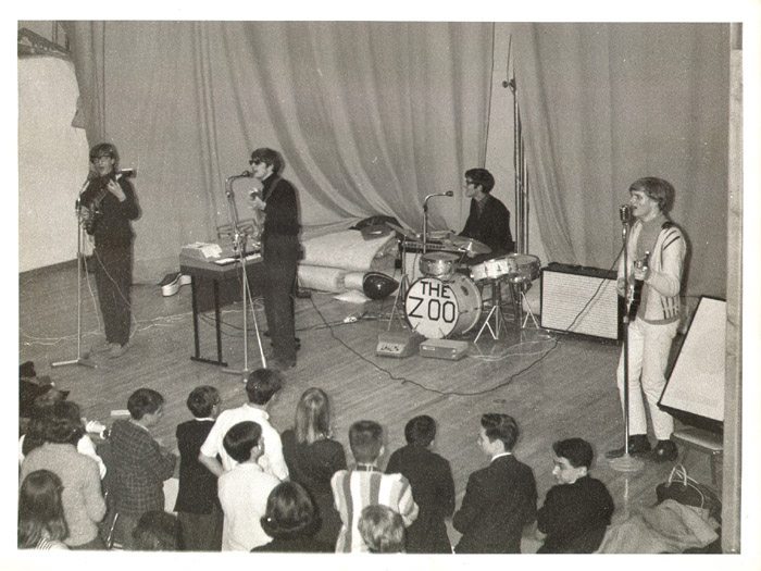 The Zoo at a school gig, spring 1966. From left to right: Paul Velletri, George Alexander, Johnny Carr and Nick Jameson