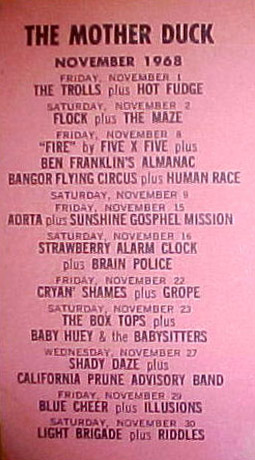 Baby Huey & the Babysitters at Mother Duck with the Box Tops November 23, 1968