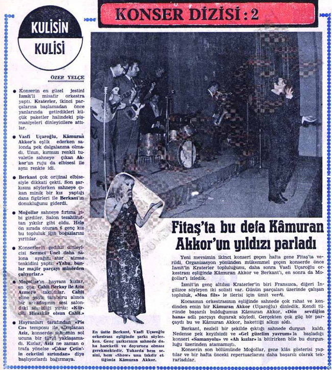 Muzik Ve Genclik (Music and Youth), November 2, 1968. Inset is Kamuran Akkor, another vocalist with Vasfi Uçaroğlu's group.