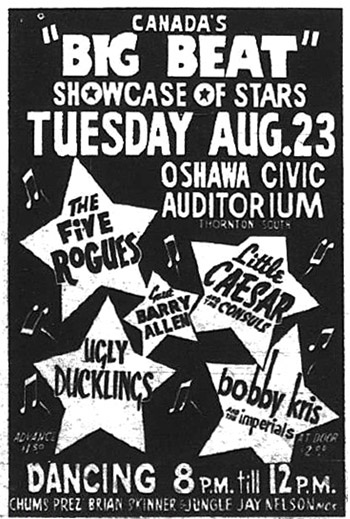 Bobby Kris and the Imperials, Ugly Ducklings, Five Rogues, Little Caesar at Oshawa Civic Auditorium, Aug. 23