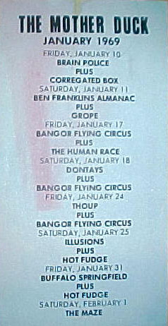 Buffalo Springfield show at Mother Duck in Chicago, January 31, 1969 Thanks to Dean Guy