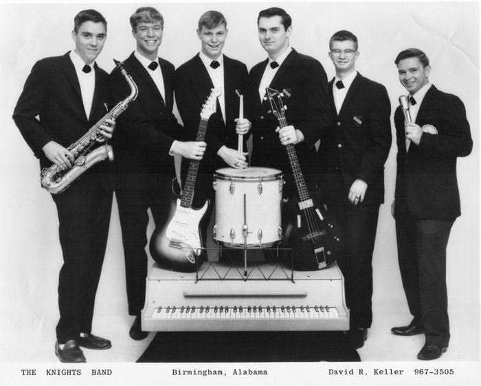 The Knights Band, from left: Bill Ashton, David Keller, Bick Mitchell, Carson Hood, Dudley Parker (?), and Ray Edwards