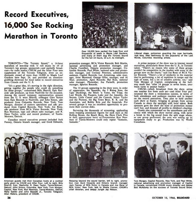 CHUM Toronto Sound Show, Billboard, Octobe 15, 1967