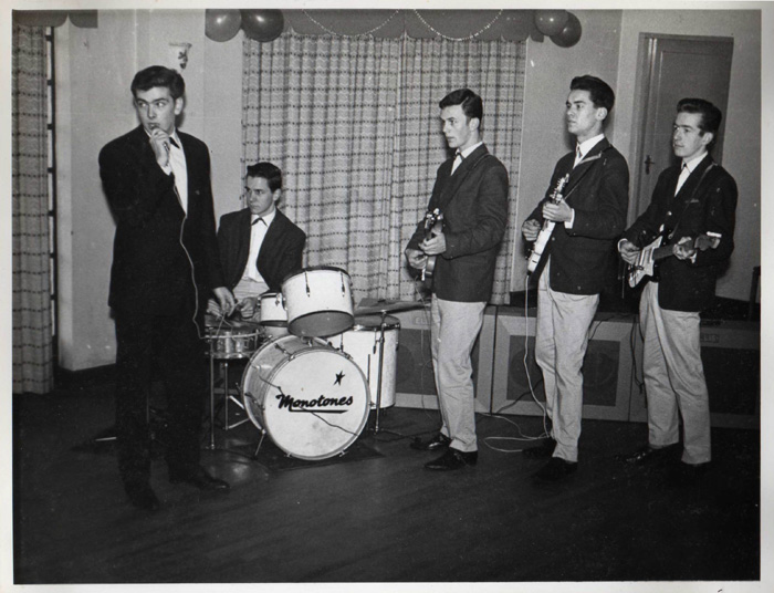 April 1962, from left: Jim Eaton, Barry Davis, Paul Dunning, Brian Alexander and Ian Middlemiss. Stanley got fed up and had a six month sabbatical. He did come back eventually.