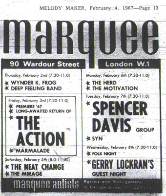 with the Herd at the Marquee, February 6, 1967