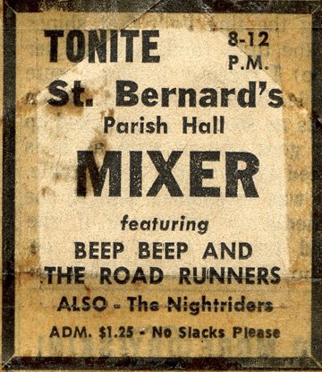 Beep Beep & the Road Runners with the Nightriders (sic), St. Bernard's Parish Hall