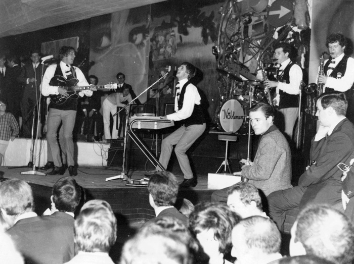 The Noblemen at the Piper Club, Rome in October 1965 Left to right: Chuck Fryers, Mike Ketley, Keith Gemmell and Jem Field
