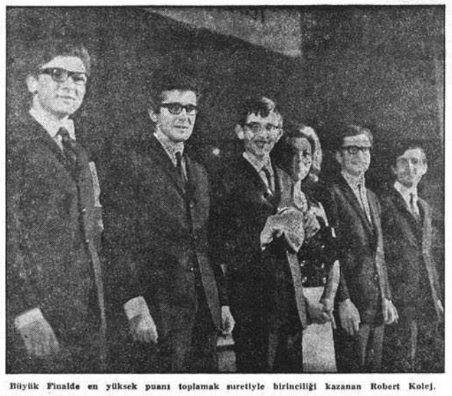 Optikler, 1967 Milliyet pop music contest, March 12, 1967: Gökhan Cansen, Jan Kurban, Kemal Ebcioğlu, Rüçhan Çamay (one of the judges), Bülent Terem, and Osman Kermen