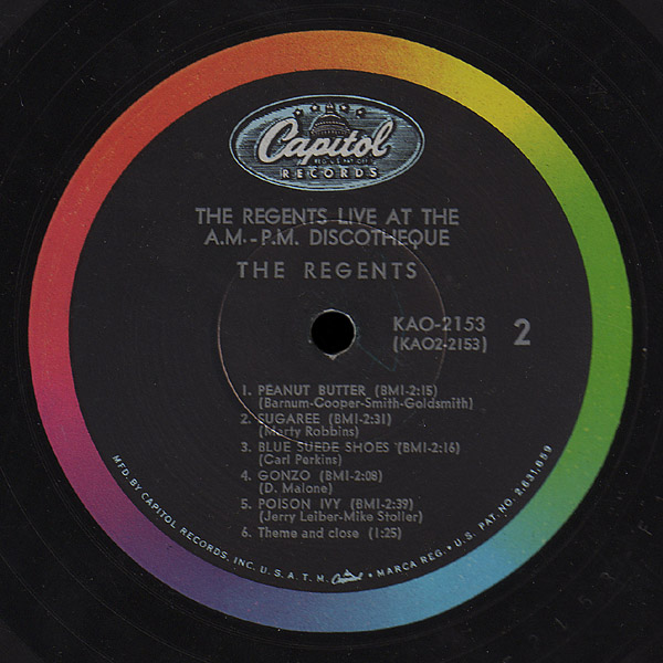 Regents Capitol LP Live at the A.M.-P.M. Discotheque side 2