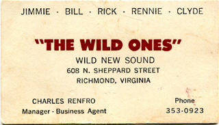 Wild Ones band business card Charles Renfro manager