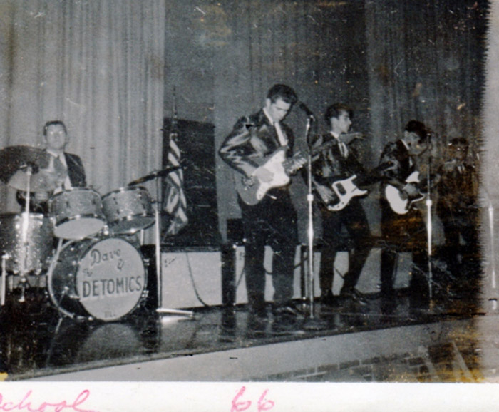 Revised lineup, early 1966, from left: Bill Sheedy, Dave Bethard, Monte McDermith, Steve Westhoff and Vince Slagel. This group recorded the first Detomics single