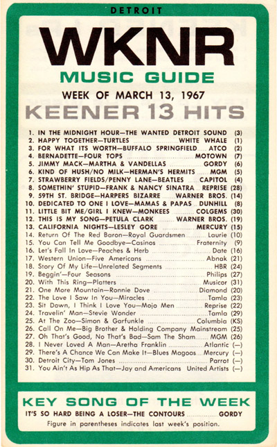 The Wanted, #1 on WKNR, March 13, 1967