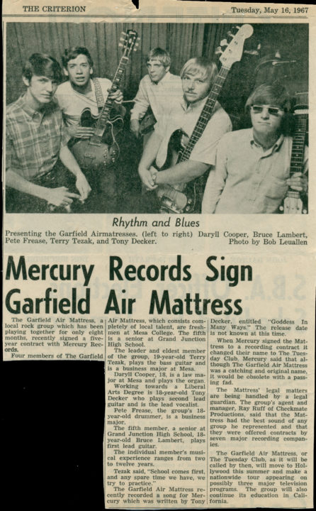 Garfield Air Mattress, the Criterion, May 16, 1967