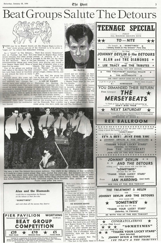 Johnny Devlin & the Detours, The Post, January 25, 1964 