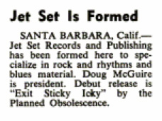 Jet Set announced in Billboard, Sept. 16, 1967