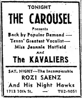 Kavaliers and Jeannie Hatfield at the Carousel Friday, September 9, 1966