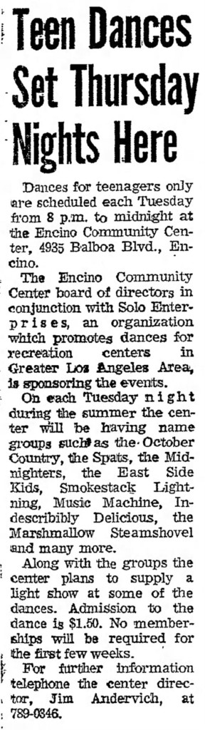 East Side Kids Music Machine Spats Marshmellow Steamshovel, Smokestack Lightning, Midniters, October Country, Valley News, July 12, 1968