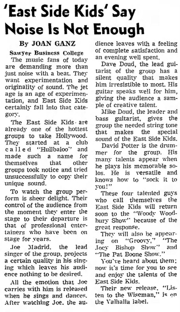 East Side Kids, Van Nuys News, January 5, 1968