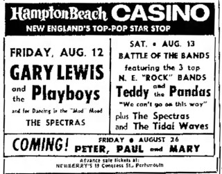 Spectras opening for the Tidal Waves, Teddy & the Pandas, Gary Lewis & the Playboys, August 10, 1966