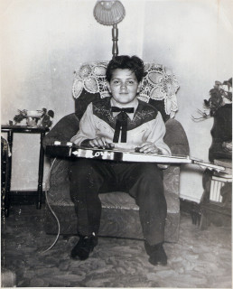 Roy Rogers, age 12 with custom lap steel guitar