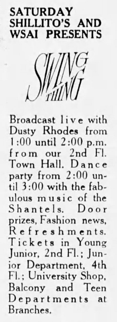 The Fabulous Shantels and WSAI DJ Dusty Rhodes broadcast live from Shilitto's, February 20, 1966