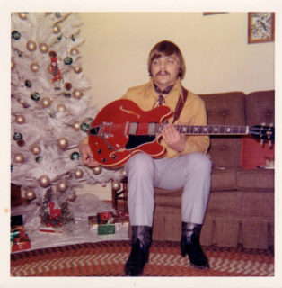 Donny Trexler with his new Gibson ES-335 guitar, Christmas, 1969.