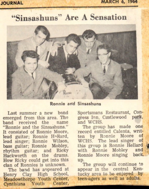 Ronnie & the Sinsashuns news clip, March 6, 1964
